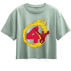 Girls' - Marvel - Fantastic Four Human Torch 4 Short Sleeve Boxy Graphic T-Shirt - 1 of 1