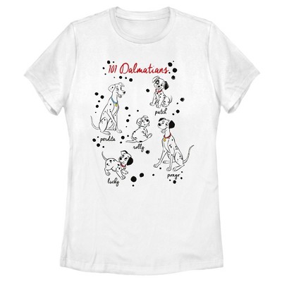 Women's One Hundred And One Dalmatians Character Names T-shirt - White - 2x  Large : Target