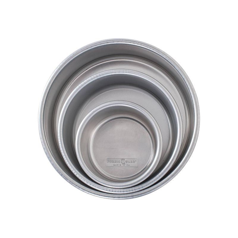 Nordic Ware Naturals 3pc Aluminum Round Cake Pan Set Silver, 1 of 9