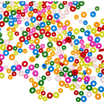 Bright Creations 300 Pieces Wooden Circle Beads for Arts and Crafts in 7 Colors (2 Sizes)