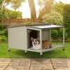 Wood Dog House Outside, Dog House with Open Roof and Terrace Durable Waterproof Dog House - 3 of 4