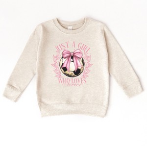 The Juniper Shop Just A Girl Who Loves Soccer Coquette Toddler Sweatshirt - 1 of 4