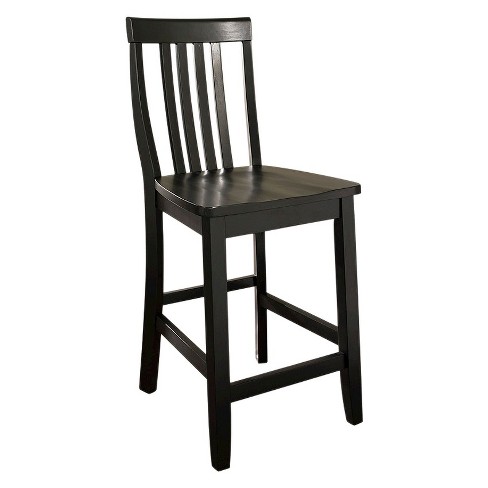 Crosley Furniture Butcher Block Top Kitchen Island with 24 inch School House Stools, Black