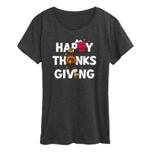 Women's - Peanuts - Happy Thanksgiving Icons Short Sleeve Graphic T-Shirt - 1 of 4