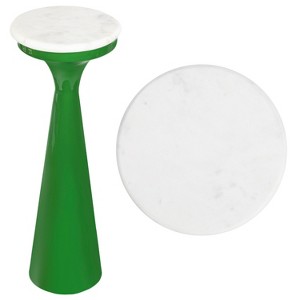 JONATHAN Y Oliver 22.25" Mid-Century Glam Retro Metal Drink Table with Marble Top - 1 of 4