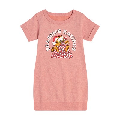 - Garfield - Seasons Eatings Graphic Short Sleeve Fleece Dress