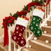 FIONECA 2pcs Large Christmas Stockings Dog Paw Print Snowflake Pattern Hanging Stockings Red Green Christmas Decorations Gift Bag Hanging Ornament - 2 of 4