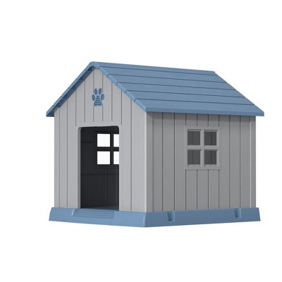 Bencmate Pet Crates and Houses Roof Dog House Waterproof UV Resistant Ventilation Grass Fixing Support Columns for Outdoor, Blue, 31.18"*33.7"*32.52"