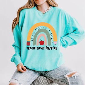 Simply Sage Market Teach Love Inspire Rainbow Lightweight Garment Dyed Sweatshirt - 1 of 4