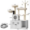 Hidden Litter Box Enclosure with Cat Tree Tower, 2-in-1 Cat Condo with Hammocks, Perches, Scratching Posts & Basket - 2 of 4