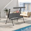 Outsunny 3-Person Patio Porch Swing with Adjustable Canopy for Adults, Steel Frame, Tufted Cushions, Armrests - 2 of 4