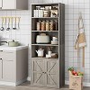 Garvee Farmhouse Bookcase with Doors 11.8in Deep Display Storage 23.6W x 71.4H Inches L-Shape Engineered Wood, Gray - 4 of 4