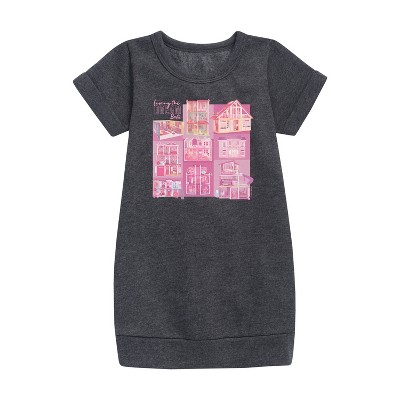 - Barbie - Living the Dream Graphic Short Sleeve Fleece Dress