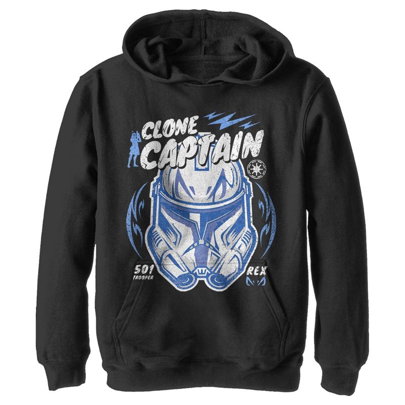 Boy's Star Wars: The Clone Wars Captain Head Shot Portrait Pull Over Hoodie, 1 of 4