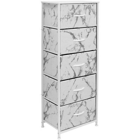 Sorbus Narrow 5 Drawers Nightstand With Steel Frame, Wood Top, Easy Pull  Fabric Bins For Home, Bedroom, Office & Dorm (marble White) : Target