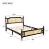 Angel Sar Queen Pine Wood Bed Frame with Rattan Headboard & Footboard, Espresso Finish, Underbed Storage, Central Support - 3 of 4