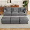 112.6" Modern Corduroy Modular Sectional Sofa Bed with Side Storage Pockets & Three Movable Ottomans - 2 of 4