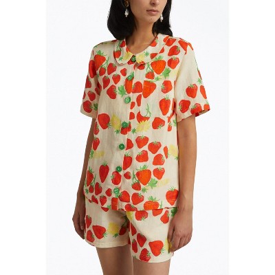 Women's STRAWBERRY-PRINT LINEN-BLEND SHIRT - HELMSTEDT