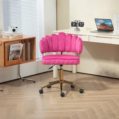 MAYEERTY Modern Cute Computer Chair, Wheels Swivel Height Adjustable Swivel Task Chair for Home Office £¬Pink