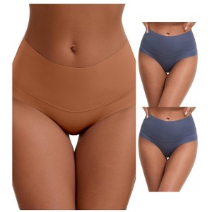 INSPIRE CHIC Women's High Waist Tummy Control Full Coverage Briefs Breathable Panties 3 Packs - 1 of 4