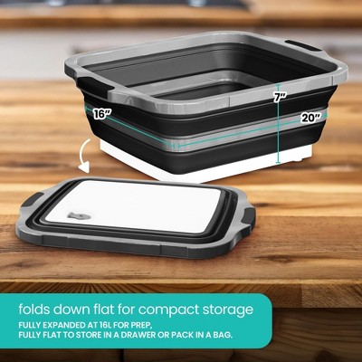 Modern Innovations Collapsible BBQ Prep Tub 16 L with Lid Drain Spout Cutting Board Marinating Grilling Tray Food Storage for Outdoor Cooking Camping Tailgating Kitchen — фото 5