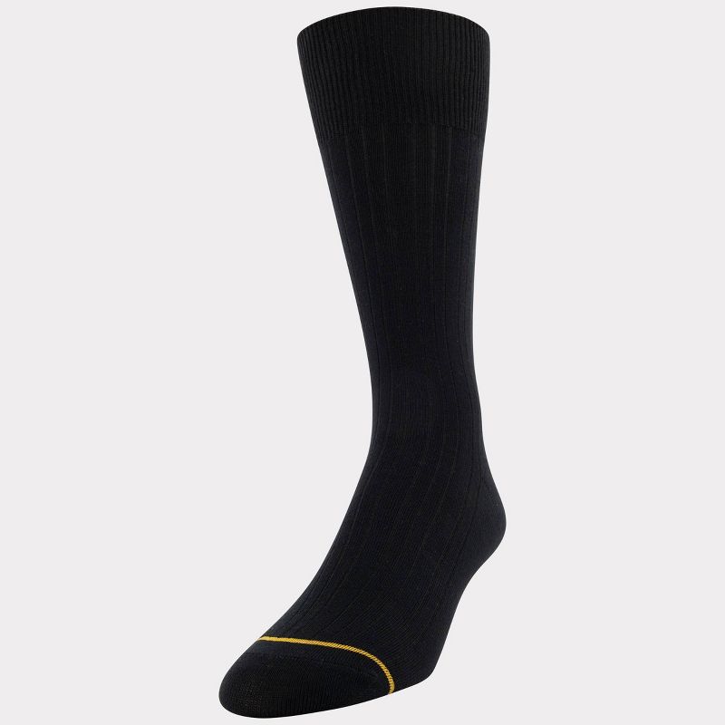 Signature Gold by GOLDTOE Men&#39;s Solids Bamboo Rayon Relaxed Top Crew Socks 3pk - Black 6-12.5, 3 of 4