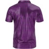 Men's 70s Disco Shirts Shiny Sequins Short Sleeve Party Shirt Slim Fit Nightclub Costume Tops - 3 of 4
