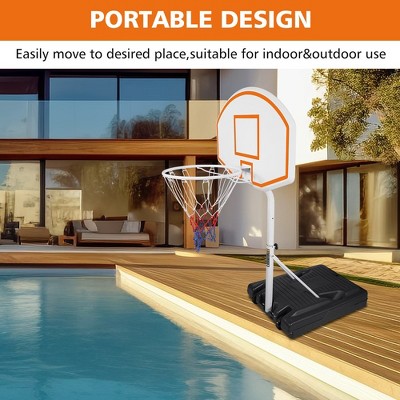 Poolside Basketball Hoop, 3.1FT-4.7FT Height Adjustable Pool Basketball Hoop With 35 Inch Backboard, Portable Basketball Goal System