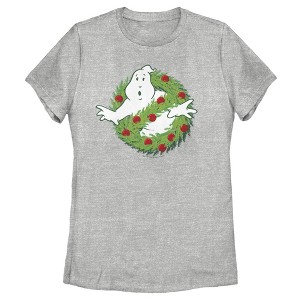 Women's Ghostbusters Christmas Wreath Logo T-Shirt - 1 of 4