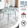 Vynxaria 38.6" Round Dining Table with Glass Top, Silver Metal Legs, Exquisite Texture for Home - 2 of 4