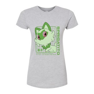 Women's - Pokémon - Sprigatito Stats Fitted Graphic T-Shirt - 1 of 3