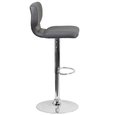 Elevate Gray Vinyl and Chrome Adjustable Swivel Barstool
