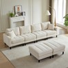 VASIP 122" U-Shaped Black Corduroy Sectional - Modular Sofa with 2 Pillows and Dual Ottomans, for Living Room,Apartment - 3 of 4