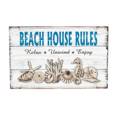 Beachcombers Beach House Rules Sign 15.75 x 10 x 0.25 Inches.