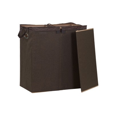 Dark Brown Collapsible Double Laundry Sorter with Lid