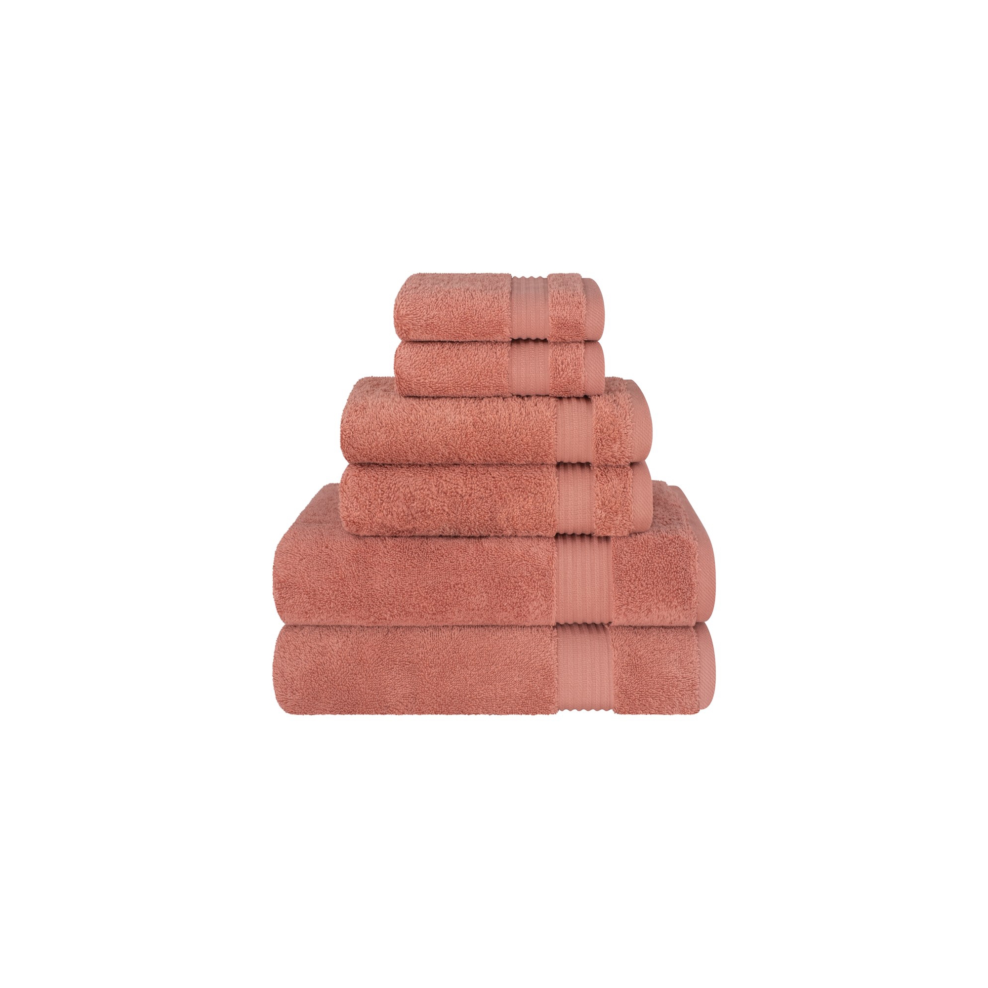 American Soft Linen Bekos 6 Piece Towel Set, 100% Cotton Bath Towel Set for Bathroom, Coral