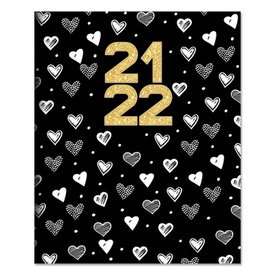 2021-22 Academic Planner 9" x 11" Hearts & Gold Monthly - The Time Factory