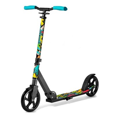 LaScoota Premium Adjustable Portable Folding Kick Scooter with Lightweight Wide Non Slip Deck and Carry Strap, Graphic