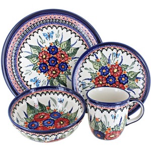 Blue Rose Polish Pottery Zaklady Dinnerware (16 PC) - 1 of 2