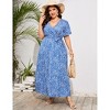 BLUEMING Summer Maxi Dress for Plus Size Women Tie Wasit Surplice Dress Flutter Sleeve A-Line Dress - 4 of 4