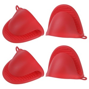 Unique Bargains Silicone Heat Resistant Anti-Slip Reusable Oven Mitts 4 Pcs - 1 of 4