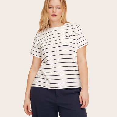 Women's Short Sleeve Crewneck Pocket T-Shirt - Parke x Target Navy Blue Striped XS