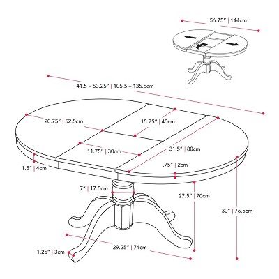 Transitional Round White Wood Extendable Dining Table