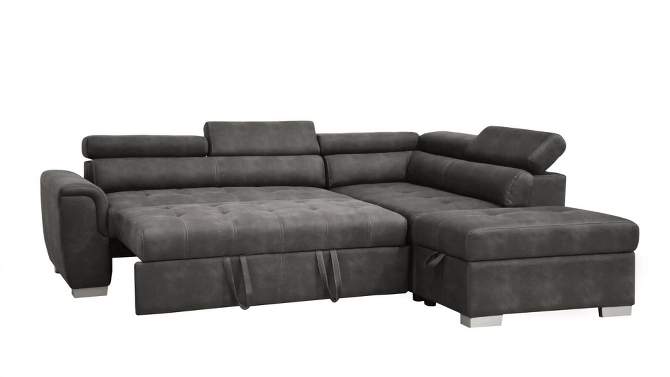 Thelma Sectional Sofa Gray Polished Microfiber - Acme Furniture, 2 of 10, play video