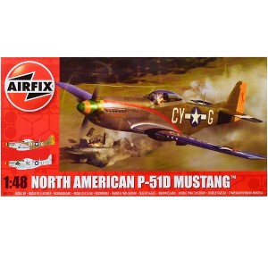 Level 2 Model Kit North American P-51D Mustang Fighter Aircraft with 2 Scheme Options 1/48 Plastic Model Kit by Airfix - 1 of 4
