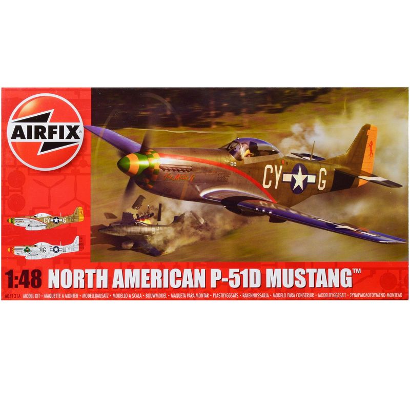 Level 2 Model Kit North American P-51D Mustang Fighter Aircraft with 2 Scheme Options 1/48 Plastic Model Kit by Airfix, 1 of 5
