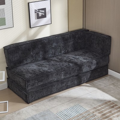 Modular Chaise Lounge Freely Combinable Sleeper Sofa Bed Daybed Lazy Sofa Couch, Space-saving, Chenille Upholstered-ModernLuxe