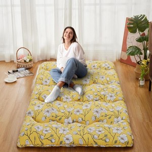 Twin Size Japanese Futon Mattress - Magnolia Flower Design Floor Mattress, 3" Foldable & Portable for Bedroom, Guest Room, Camping - 1 of 4