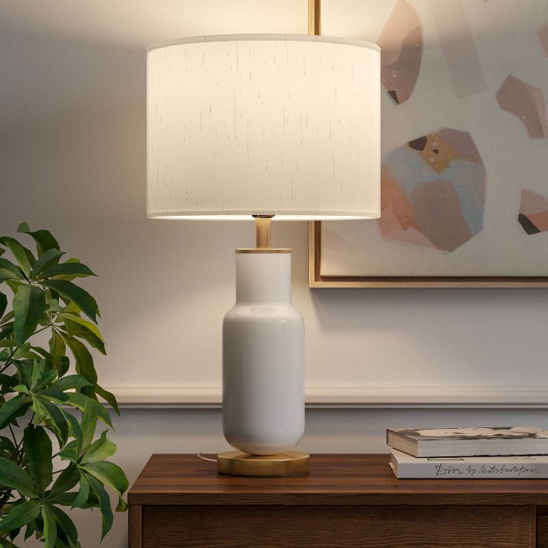 Large Assembled Tapered Glass Table Lamp (Includes LED Light Bulb) White - Threshold&#8482;, 4 of 6