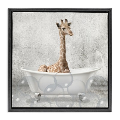 Stupell Industries Baby Giraffe Bath Time, 18" x 18"